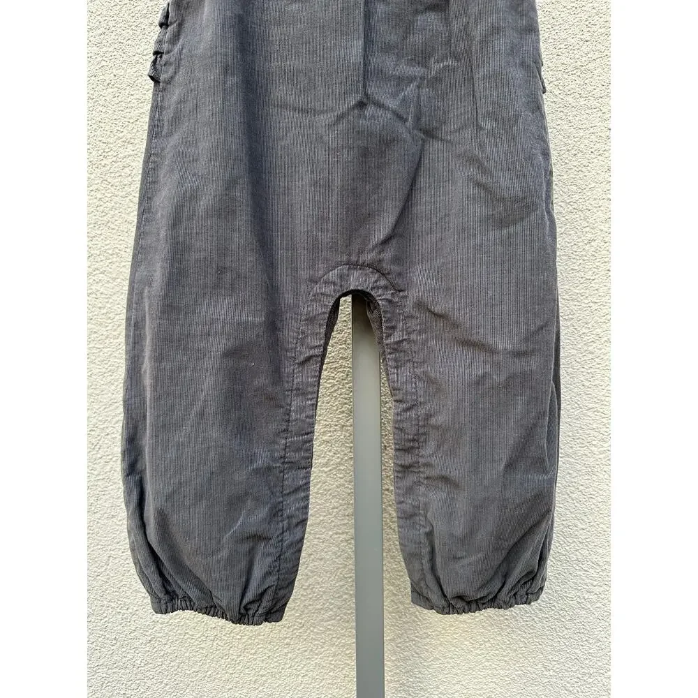 The Little White Company Corduroy Ruffled Jumpsuit, Baby Size 18-24mo, Gray
